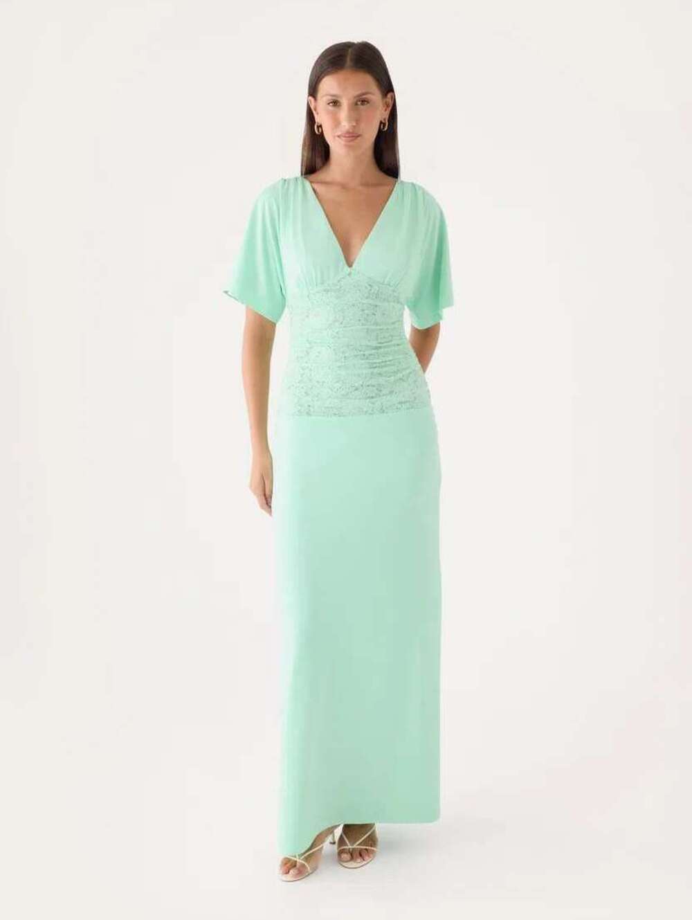 Peppermayo Comes To You Maxi Dress Misty Jade Lace Open Back Size 4 NWT